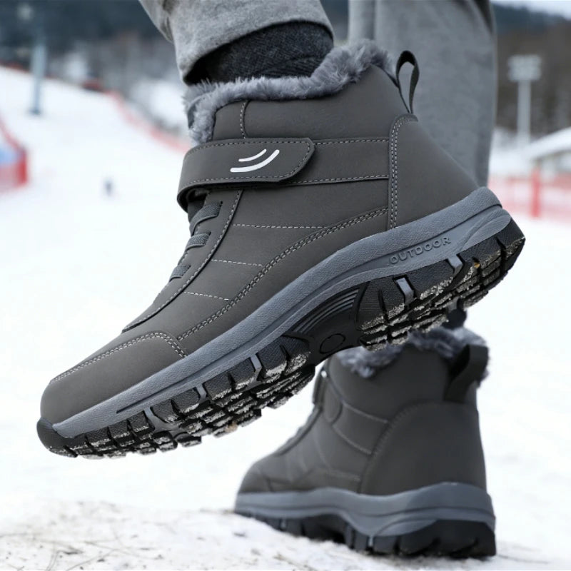 Snow Boots for Men Casual Winter Shoes Platform Non-slip Warm Fur Ankle Boots Plush Combat Outdoor Hiking Motorcycle Boots 2025