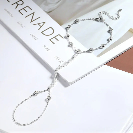 Bracelets de doigt en Moissanite 3mm pour femme, chaîne réglable 15-21cm, certifié GRA, en argent sterling 925, bracelet bulle