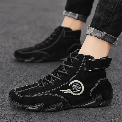 Winter Men Boots Suede Leather With Fur Ankle Boots Men Leisure Boots Keep Warm Western Boots Men Casual Sneakers Bota Masculina