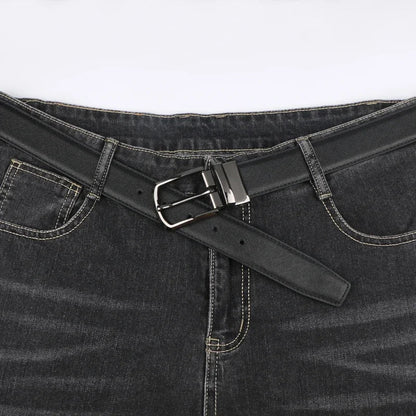 1pc Men's Business Genuine Leather Cowhide Belt, Rotating Pin Buckle Casual Belt For Men, Double-sided Wear Belt