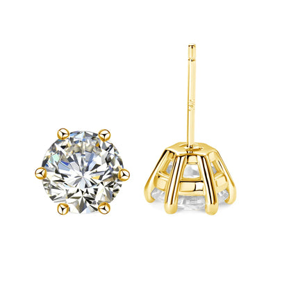 100% Real Gold 14K Moissanite Earrings Pendant Necklace Ear Stud For Wedding Engagement Valentine's Day Jewelry Set Gift