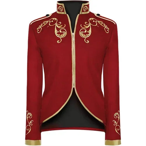 British Style Men Embroidered Flower Suit White / Blue / Red Male Wedding Dance Party Coat Singer Stage Performance Dress Blazer