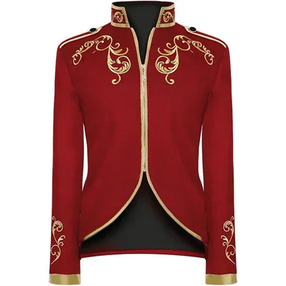 British Style Men Embroidered Flower Suit White / Blue / Red Male Wedding Dance Party Coat Singer Stage Performance Dress Blazer