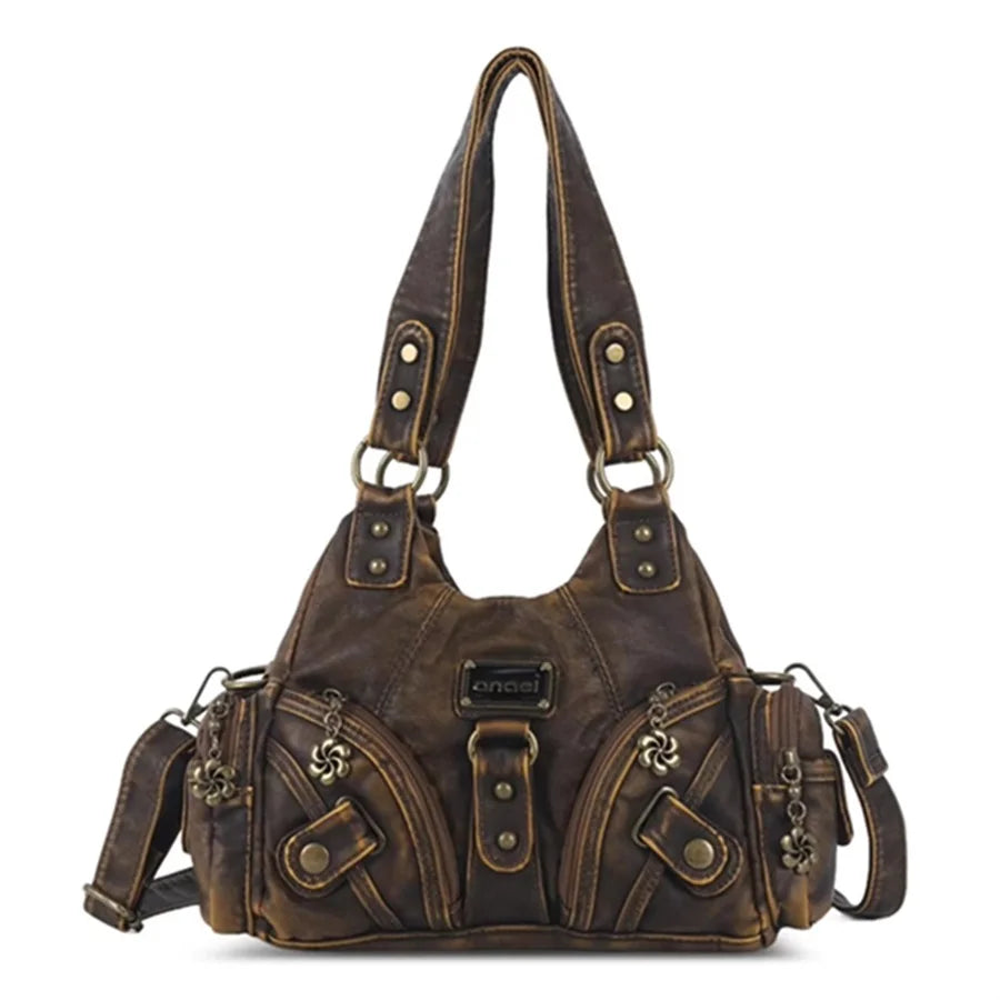 Vintage Women Handbags Soft Bag Small Top-handle Purse Fashion Satchel Multi-Pockets Shoulder Bag Hobos Phone Pack Tote Bag
