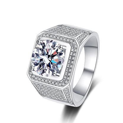 5ct D Color Moissanite Ring 925 Sterling Sliver Plated 18k Eternity Band Hip Hop Rings for Man Party Sparkling Jewely