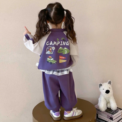 Summer Baby Girls Boys Cotton Leisure Contrast Zip Sweatshirt Jacket+Sweatpant Set School Kid 2PCS Tracksuit Child Outfit 2-12Yr