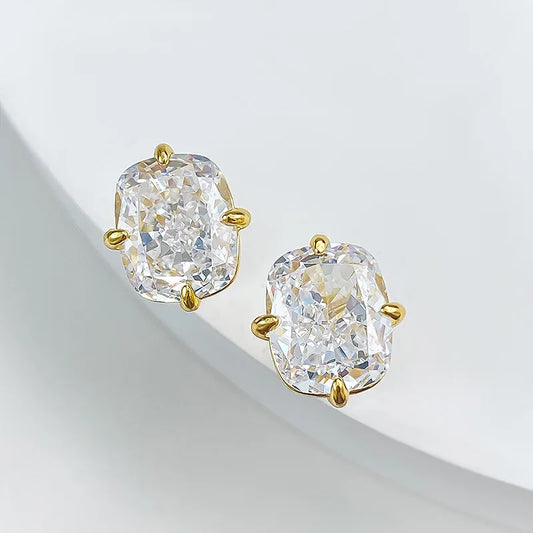 S925 Silver 8*10mm High Carbon Diamond Gemstone Earrings for Women Wedding Engagement Fine Jewelry Gift Wholesale