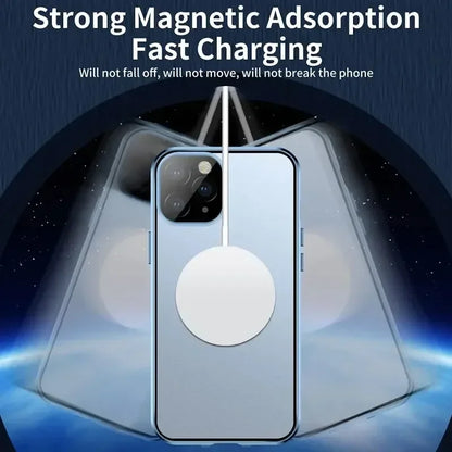 Metal Magnetic Case For Magsafe iPhone 17 Pro Max 16 15 14 13 12 Pro Max Plus Lens Protection Double Sided Glass Snap Lock Cover