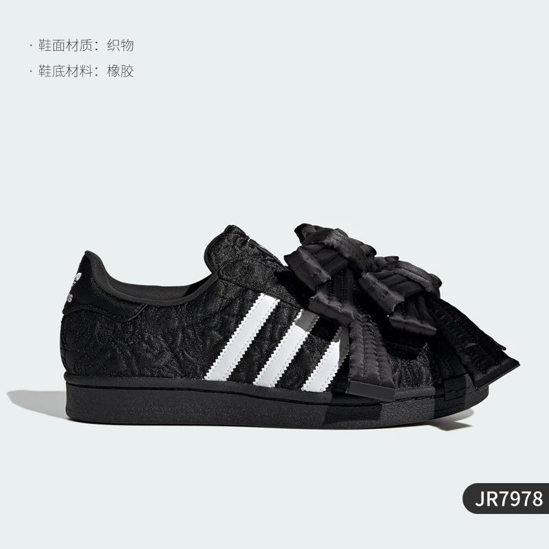 Official Authentic Three Stripes Women's Bow Casual Low-top Sneakers JR7978