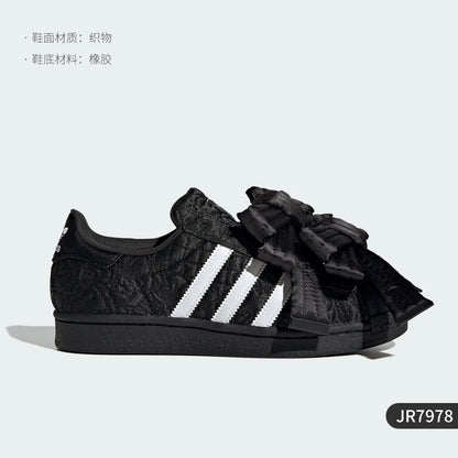 Official Authentic Three Stripes Women's Bow Casual Low-top Sneakers JR7978
