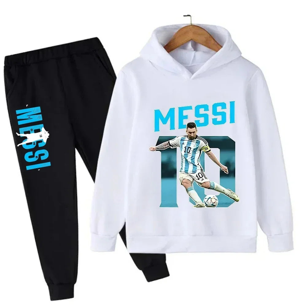 Autumn Football Star Messi 3-12Y Children Hoodies Sets Pants Suit 2 Pcs Sets Kids Boy Girl Clothing Casual Fashion Tracksuits