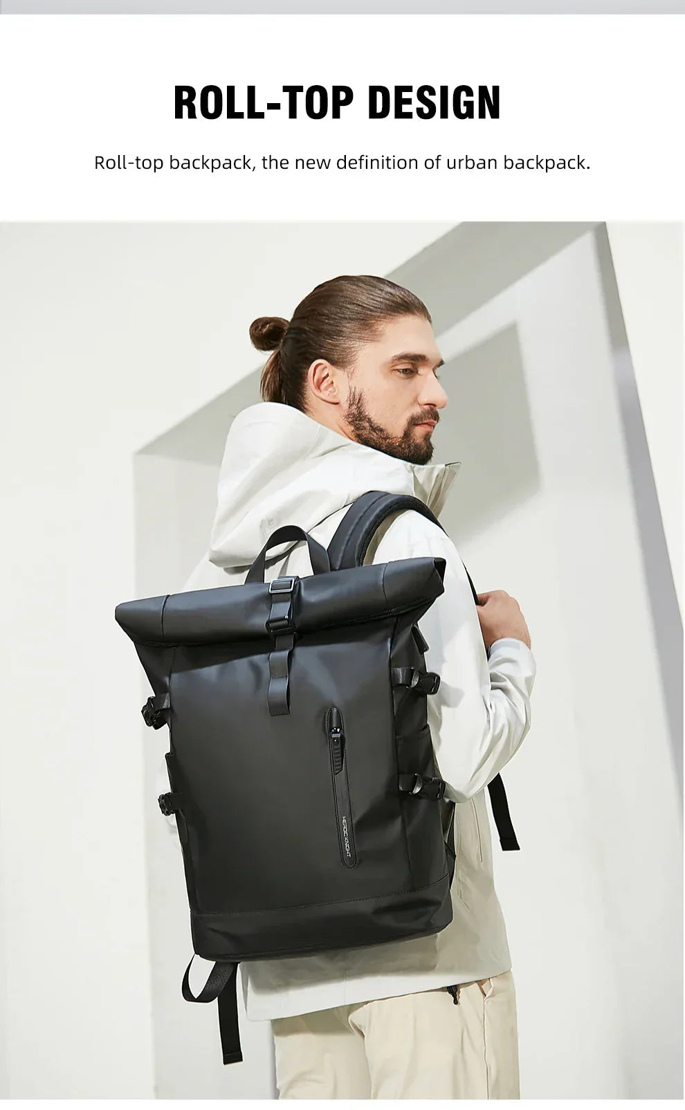 Expandable Travel Backpack Men Large Capacity Waterproof 15.6” Laptop Bag Hiking Rucksack Cycling Daypack Bag with USB Port