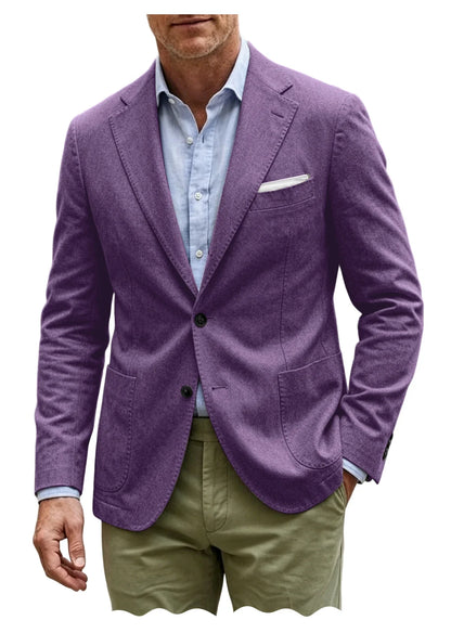 Men's Cotton Blazer Notch Lapel 2 Button Slim Fit Suit Jacket Lightweight Breathable Business Casual Daily Sport Coat for Spring