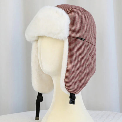 Bomber Hat Plaid Russian Caps Thick Warm Autumn Winter Hat Men Women Ski Trapper Earflap Cap Male Female Russian Fur Hat