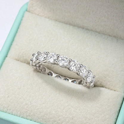 2/3/5mm Full Moissanite Eternity Ring for Women Engagement S925 Silver Rings Lab Diamond Wedding Band Classic Jewelry