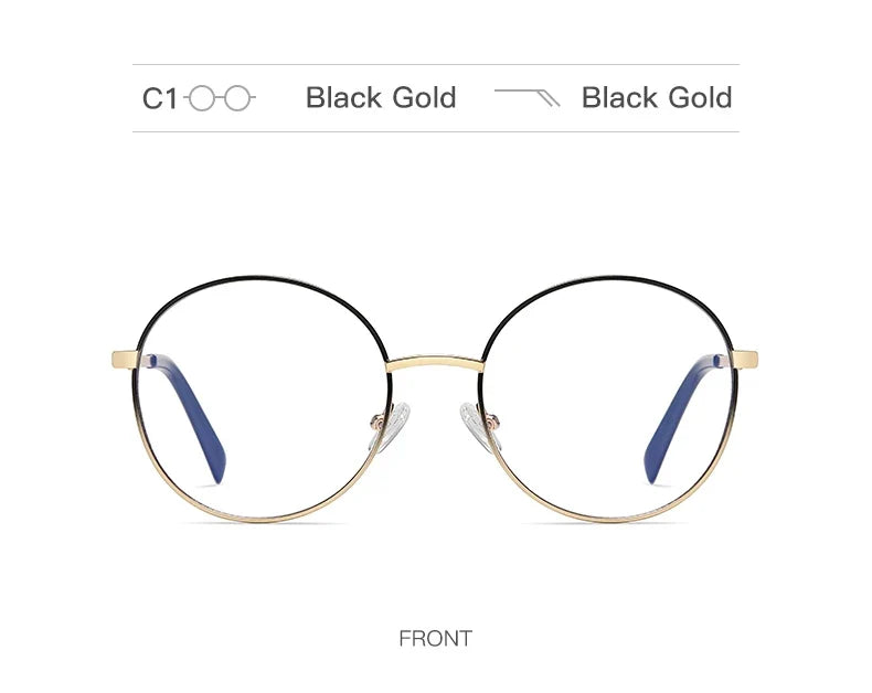 Retro Round Myopia Prescription Glasses Hyperopia for Women Reading CR39 Anti Blue Light Optical Eyeglasses Frame PFD3082