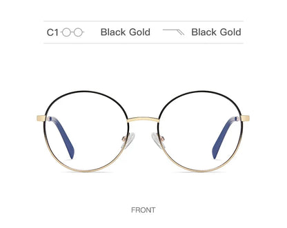Retro Round Myopia Prescription Glasses Hyperopia for Women Reading CR39 Anti Blue Light Optical Eyeglasses Frame PFD3082