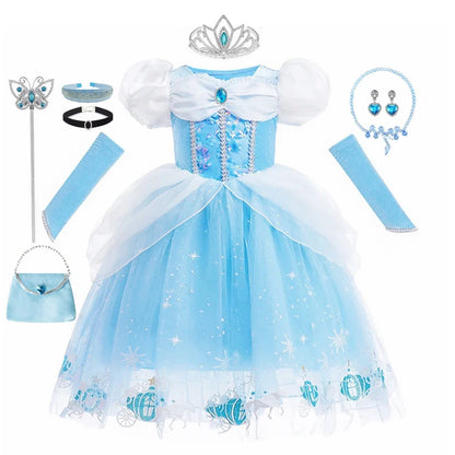 Cinderella Dress Kids Halloween Party Girls Princess Cosplay Costume Dress Up Carnival Christmas Fancy Children Clothing