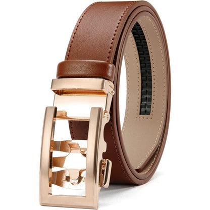DOOPAI New Mens Belt Hollow Automatic Mens Belt Genuine Leather Luxury Belt  For Men Belt Male Strap Male Metal Automatic Buckle