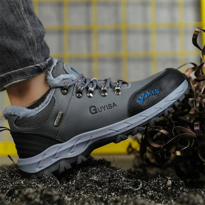 2024 New Winter Plush Safety Work Shoes For Men Waterproof Indestructible Steel Toe Cap Anti Nail Construction Shoes Male Boots