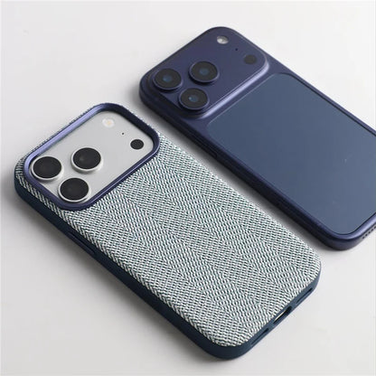 Luxury Tech Woven Canvas Magnetic Case for iphone 16Pro 17Pro 17 15 17Pro Max For Magsafe Original Wireless Charging Matte Cover