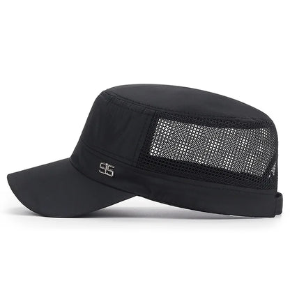 military cap flat top hat men's baseball hat spring summer men's outdoor sunshade mesh hat