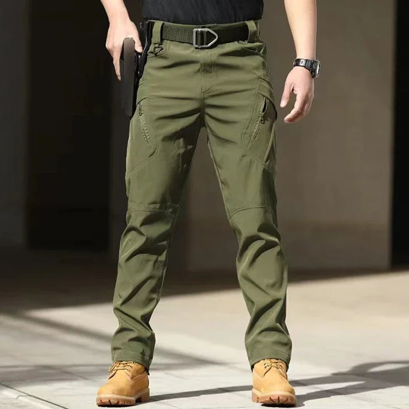 2024 Men's Autumn Tactical Cargo Pants Outdoor Work Pants Multi-pocket Casual Trousers Waterproof Quick Dry Elastic Pants Male