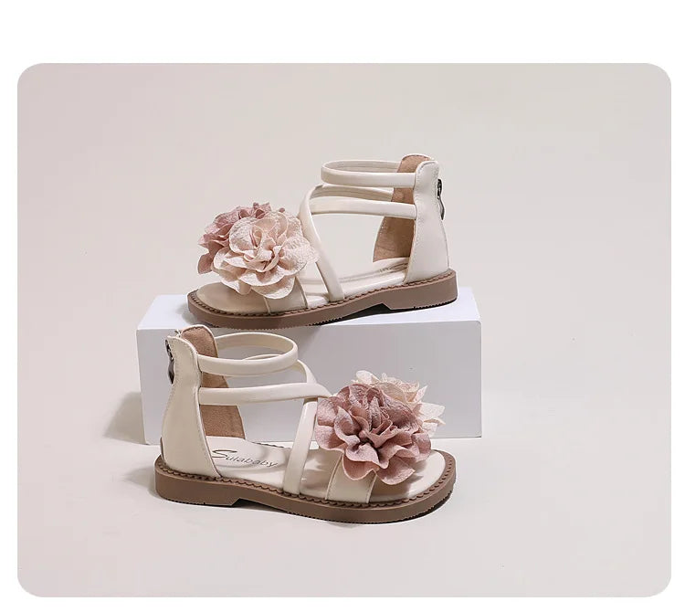 Girls' Sandals 2026 Summer New Children's Flower Princess Shoes Soft Sole Anti Slip Baby Girls' Roman Sandals