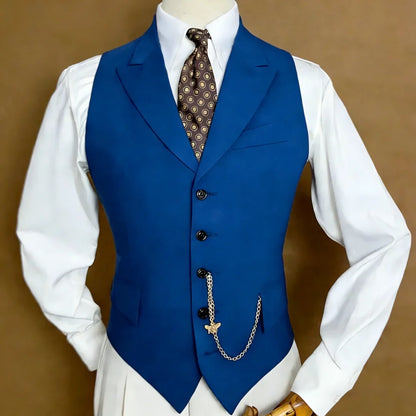 Men Vest White With Lapel Single Breasted Solid Waistcoat For Wedding Banquet Business Work Office Casual Daily Men Suit Vest