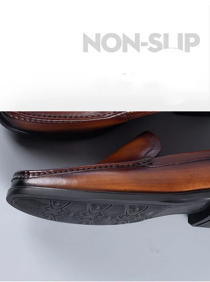 Italian Men's Formal Shoes Luxury Genuine Leather Handmade Black Wedding Soical Suit Buckle 2023 Summer New Oxford Dress Loafers
