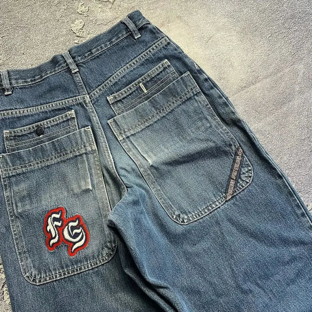 Y2k 2000s Clothes Baggy Jeans For Men  And Women Clothing Harajuku Fashion Retro Hip Hop Embroidery Trousers Woman Streetwear