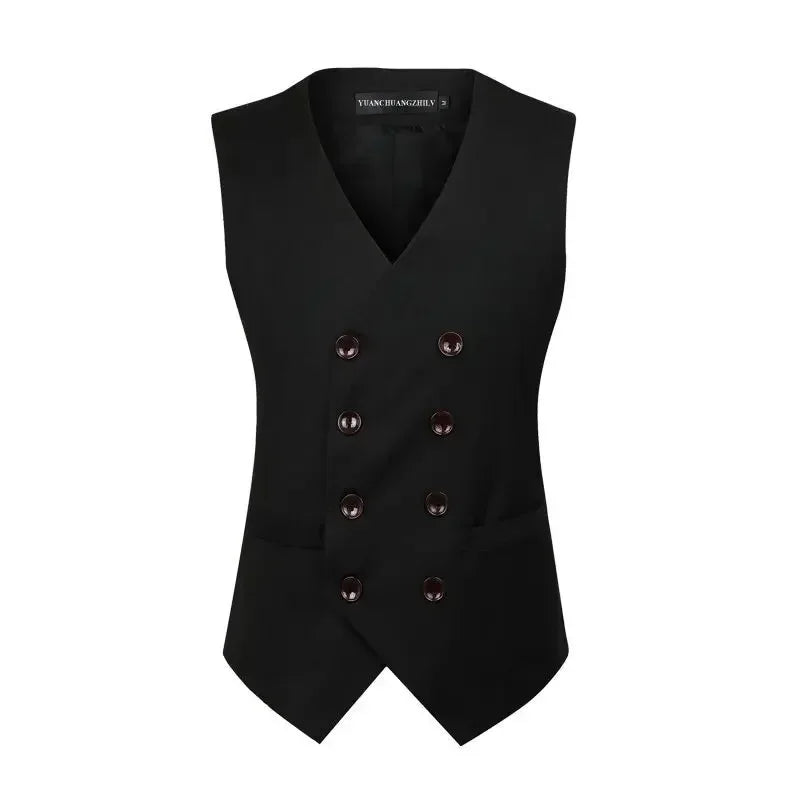 2026 Men's Slim Waistcoat Vest Spring Autumn Solid Double Breasted Oversized Suit Vest Men Formal Blazer Vest Wedding Party Tops