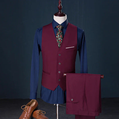 2026 New Men's Suit 3-Pieces Set (Jacket+Pants+Vest) Wedding/Party/Office Coat and Vests Trousers, Asian Sizes M-5XL 6XL.