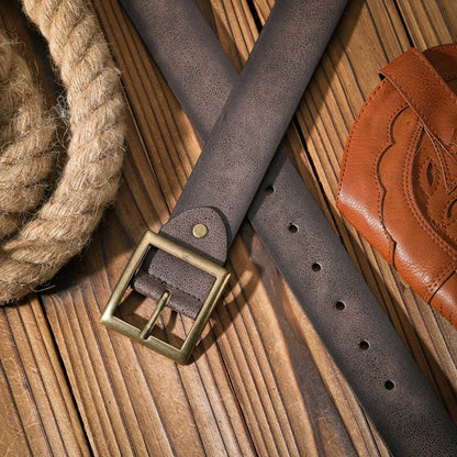 A Casual and Retro Belt, a Waist Accessory for Western-Style Clothing, Metal Buckle, PU Belt, Suitable for Both Men and Women