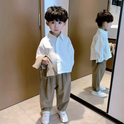 Three-piece Suit with Vest Coat Set Shirt Children's Boy Child 2025 Kids Clothes Boy´s Clothing Autumn Winter Boy's Year Old New