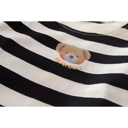 New Baby Boy Clothes Summer Children Suit Causal Striped Cartoon Tshirt Jeans 2Pcs/Set Kids Fashion OutfitsToddler Tracksuits