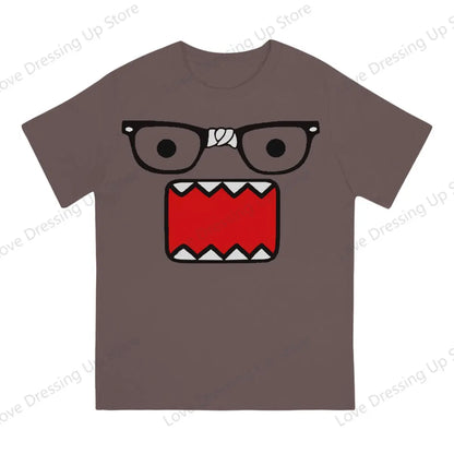 Domo Kun Print Funny Short Sleeved T-shirt Men Women Versatile  Couple Tops