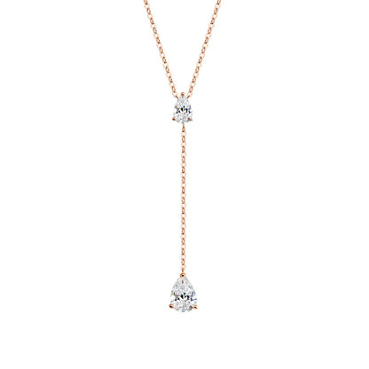 18k Plated Pear Cut All Moissanite Necklace Pendant 2 Gems Luxury Water Drop Jewelry Women Girls Real 925 Sterling Silver