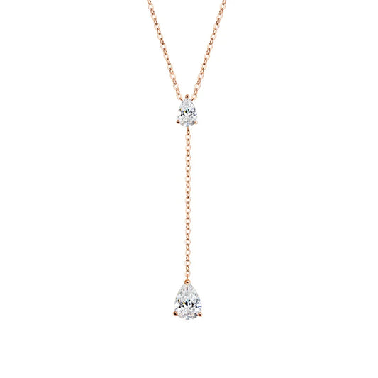 18k Plated Pear Cut All Moissanite Necklace Pendant 2 Gems Luxury Water Drop Jewelry Women Girls Real 925 Sterling Silver