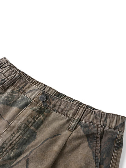 2026 Summer New Distressed Camouflage Shorts Men Loose Baggy Cargo Pants 270gsm Cotton Washed Frayed Hem Tactical Shorts