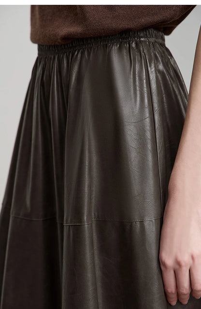 Minimalist Woman Black Midi Skirt 2025 Autumn Vintage Loose Luxury Party PU Leather Skirts Casual A Line Skirts 12543028