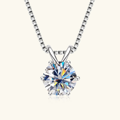 Moissanite Pendant Necklace 0.5-3CT D Color VVS1 6 Prong 925 Sterling Silver 18K Gold Plated Solitaire Necklace