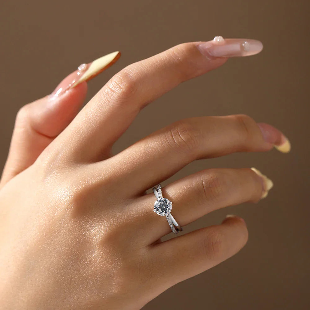 Bague de mariage classique en Moissanite ATTAGEMS, quatre griffes, en argent sterling 925, bijoux pour femme, bande de fiançailles de haute qualité
