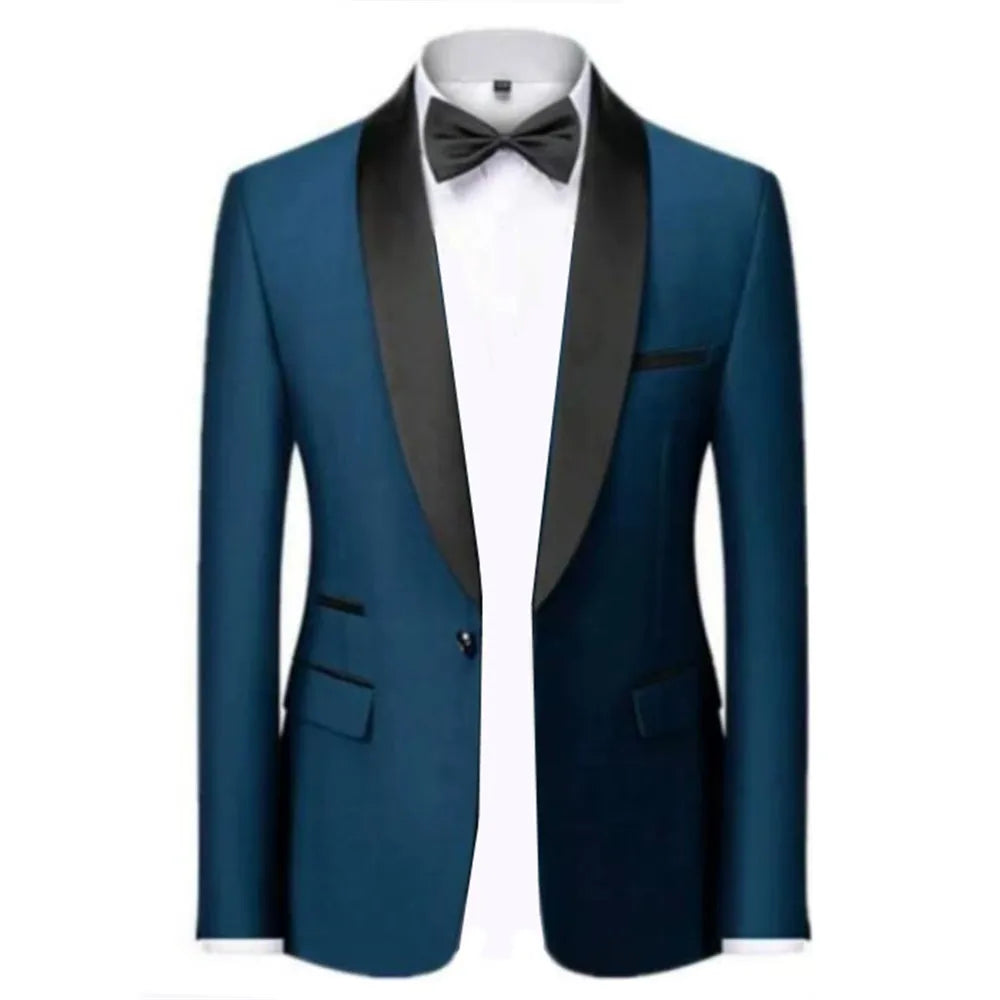 Mens Blazer Slim Fit Suit Jacket 1 Button Velvet Shawl Collar Wedding Formal Suit Jacket