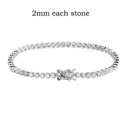 3 Colors 2/3mm Bubbles All Moissanite Tennis Bracelet for Women Men Bangles Full Diamond Pure 925 Silver Chain Jewelry