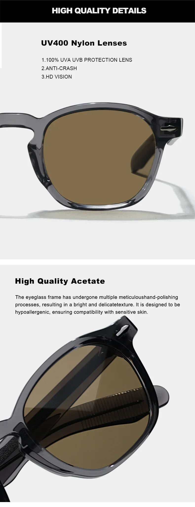 Fashion Top Quality Luxury Brand Women Sunglasses ZYZEPH Square Design Acetate Retro Men Outdoor Driving UV400 SUN GLASSES
