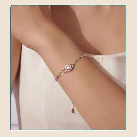 Bracelets en Argent Sterling 925 1CT Moissanite Coupe Poire Zircon Bracelet Réglable Maillons de Chaîne avec GRA pour Femmes