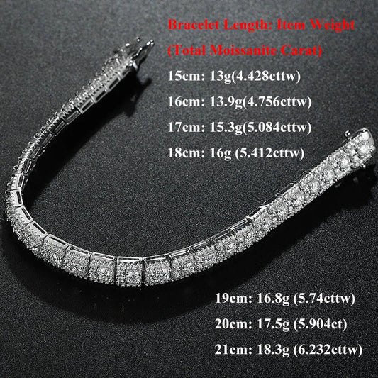 Bracelet de tennis de luxe en moissanite certifié GRA, couleur D, pour femme et homme, bracelets chaîne couple en argent 925, cadeau