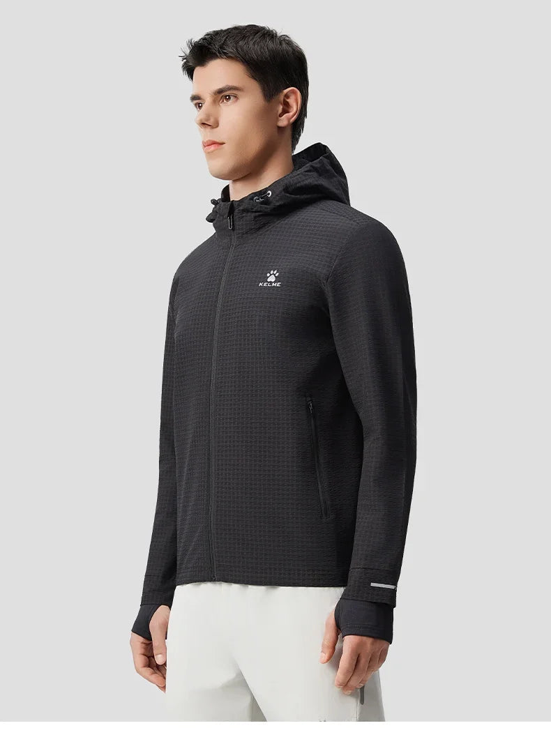 Men's Windproof Thermal Hooded Jacket Outdoor Running Jacket All-around Training Fitness Cardigan