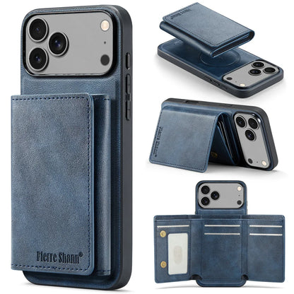 Wallet Cards Slot Leather Phone Case for IPhone 17 Air 17 Pro Max 15 16 Plus 14 13 12 11 Magnetic Magsafe Kickstand Back Cover